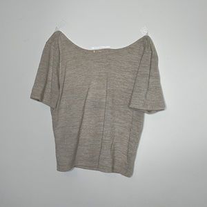 Off the shoulder cream cropped t shirt